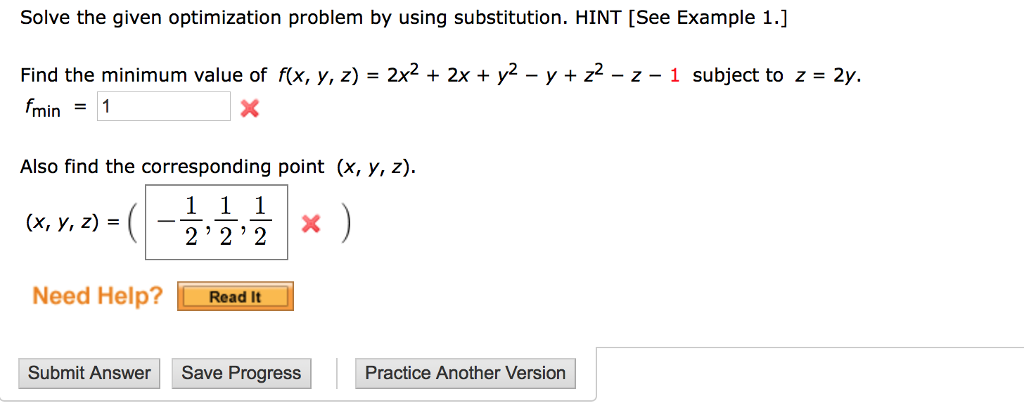 solve the given optimization problem by using substitution