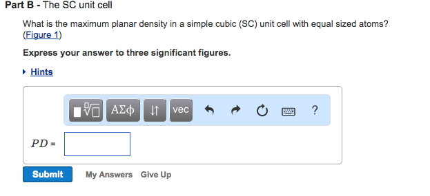 Sc Unit Part B The SC unit cell What is the maximum planar | Chegg.com