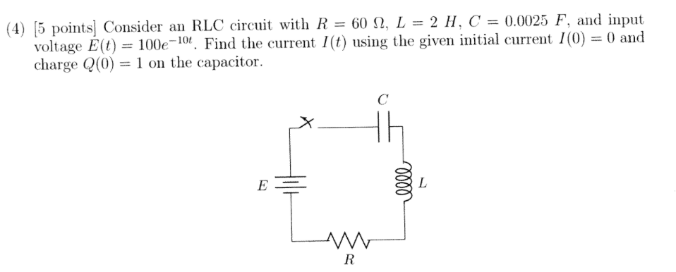 Solved Consider an RLC circuit with R = 60 ohm, L = 2 H, C = | Chegg.com