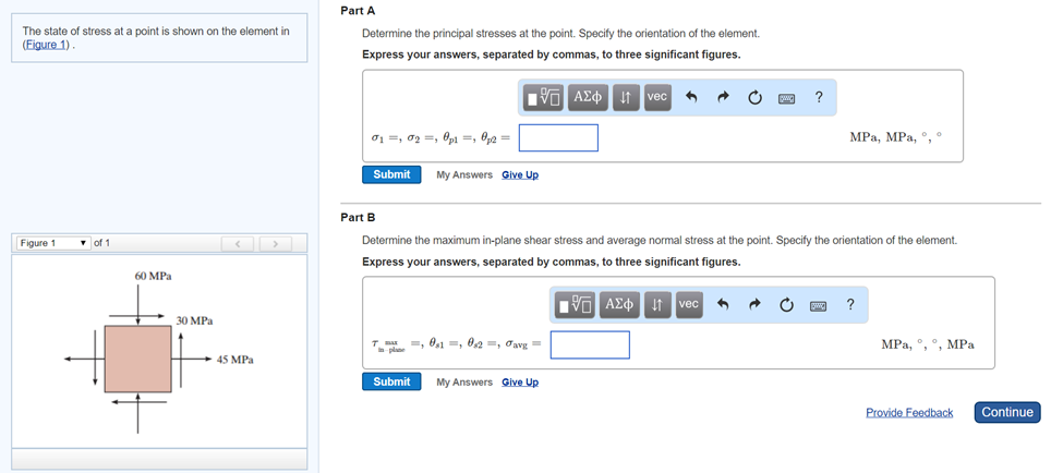Solved Part A The state of stress at a point is shown on the | Chegg.com
