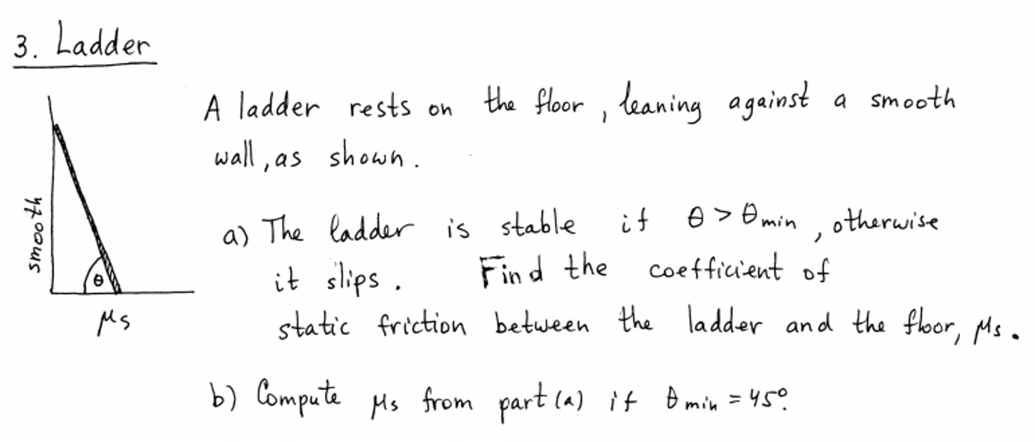Solved A ladder rests on the floor, leaning against a smooth | Chegg.com
