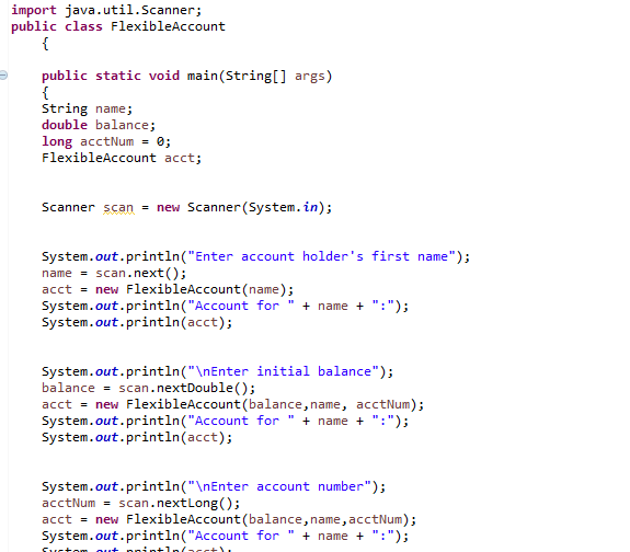 Solved Transfering Funds File Account.java (see A Flexible | Chegg.com