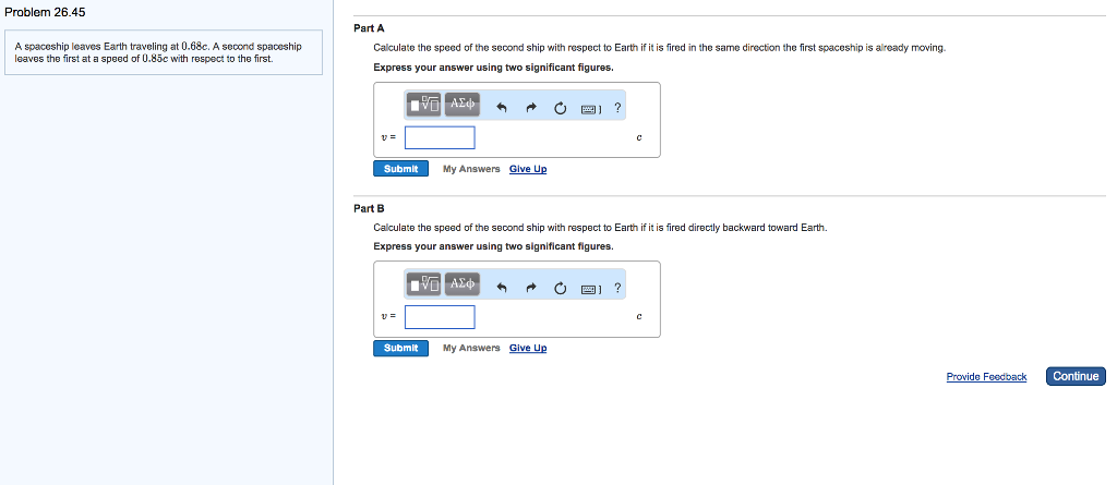 Solved Problem 26.45 Part A A spaceship leaves Earth | Chegg.com