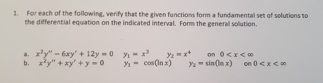 Solved For each of the following, verify that the given | Chegg.com