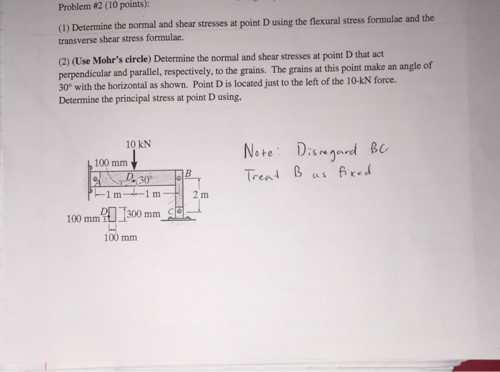 Solved Determine the normal and shear stresses at point D | Chegg.com