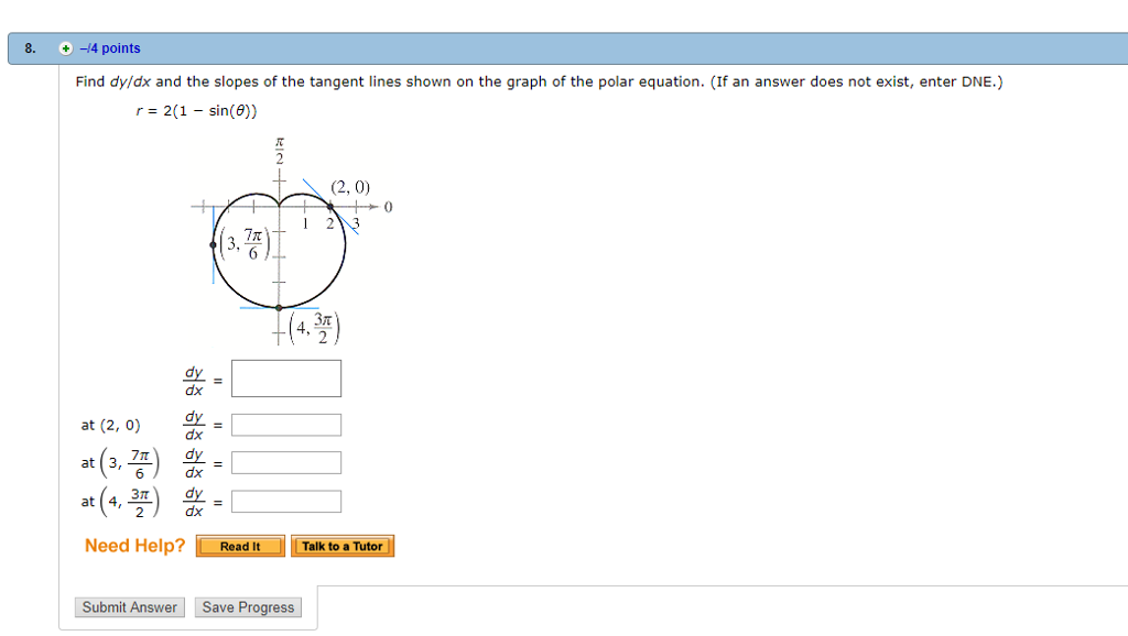 Solved 8. +-4 points Find dy/dx and the slopes of the | Chegg.com
