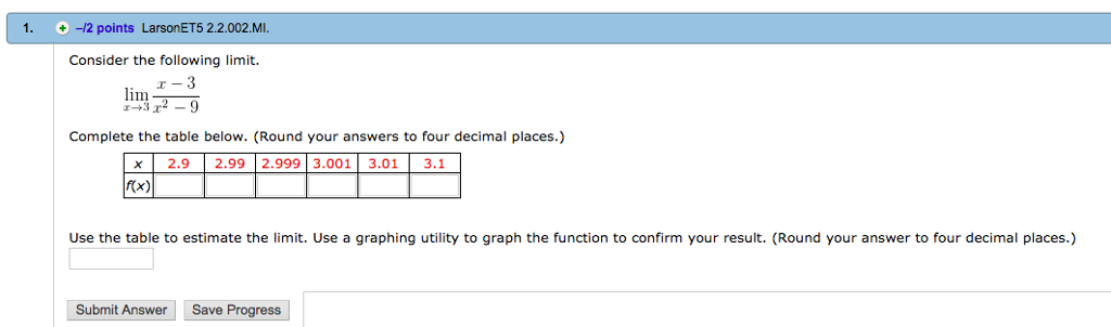 Solved 1. 12 points LarsonET5 2.2.002.MI. Consider the | Chegg.com