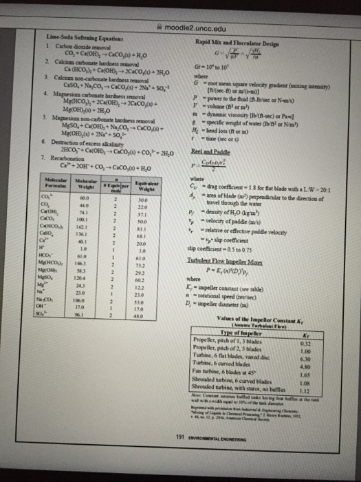Solved What is the LimeSoda softening equation for calcium