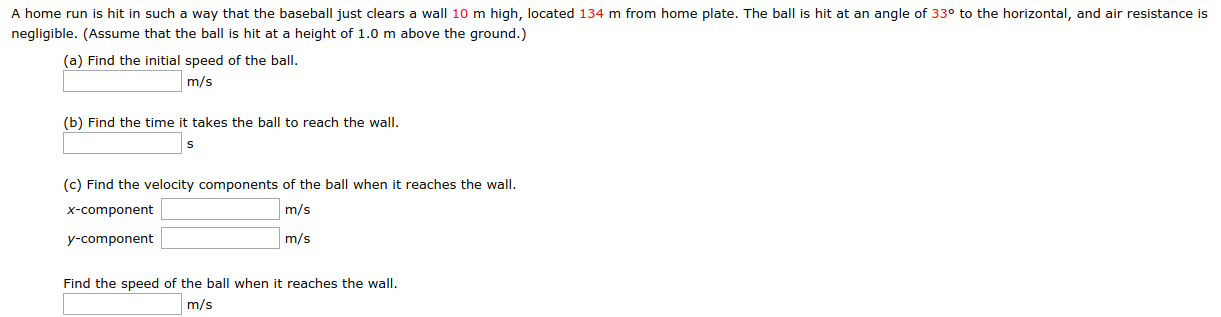 Physics Home Run Problem Solved A home run is hit in such a way that the baseball | Chegg.com