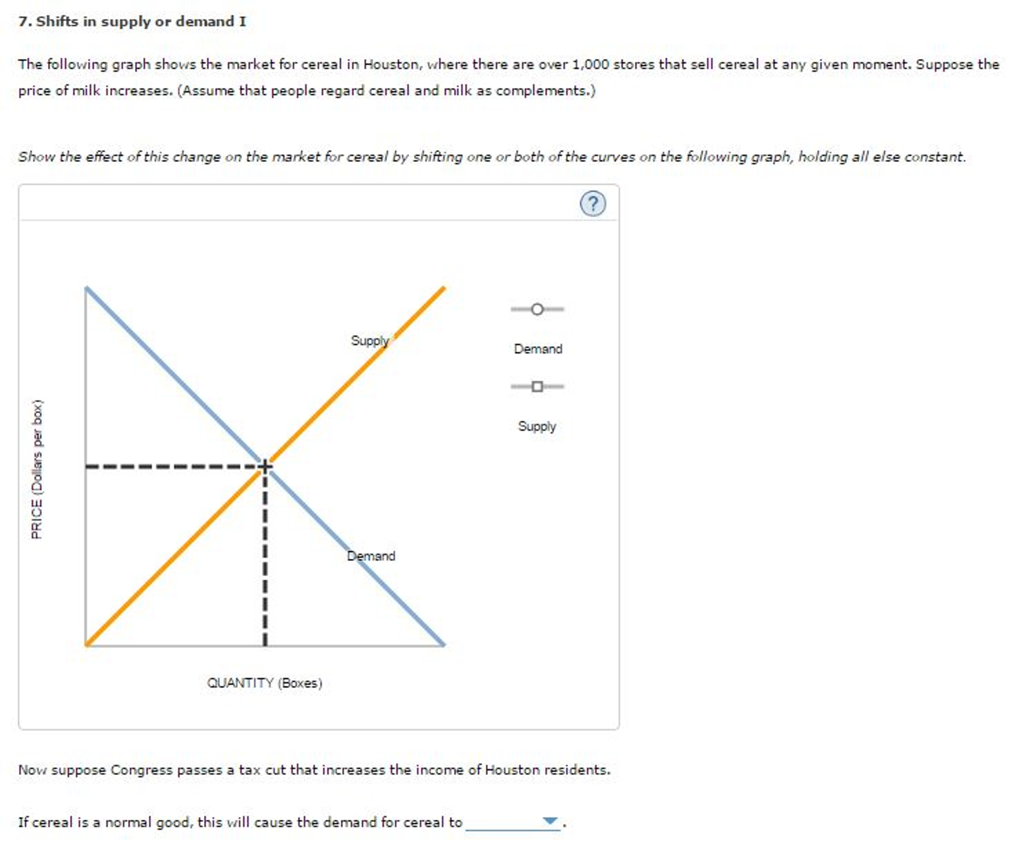 Solved The following graph shows the market for cereal in