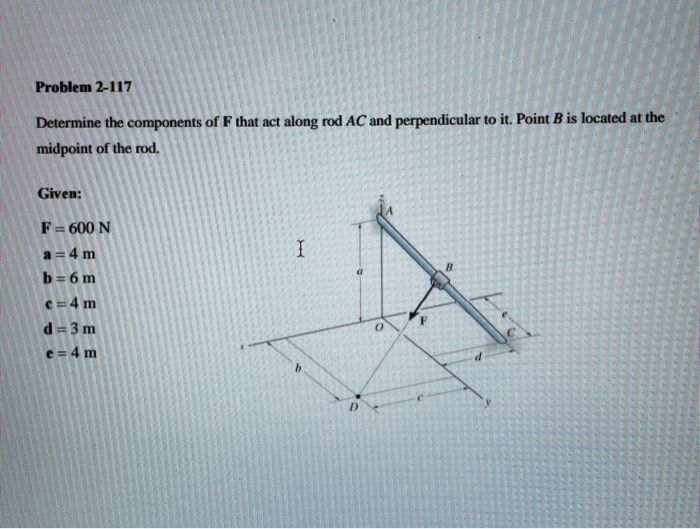 Solved Determine the components of F that act along rod AC | Chegg.com