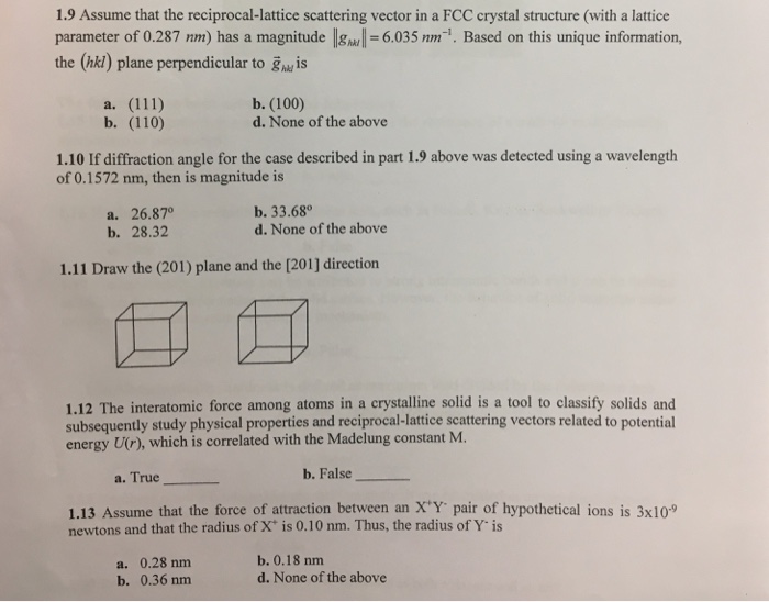 Solved Assume that the reciprocal-lattice scattering vector | Chegg.com