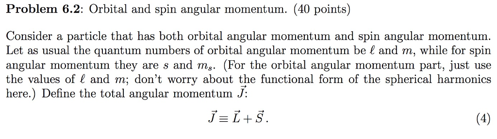 Solved Problem 6.2: Orbital and spin angular momentum. (40 | Chegg.com