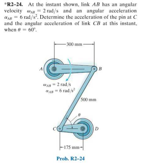 Solved At the instant shown, link AB has an angular velocity | Chegg.com