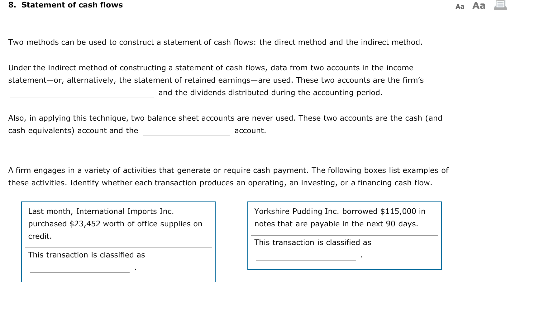 Solved Two methods can be used to construct a statement of | Chegg.com