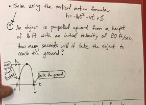 Solved Solve using the vertical motion formula h = R_ot^2 + | Chegg.com