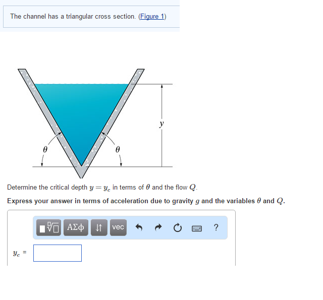 Solved The channel has a triangular cross section. | Chegg.com