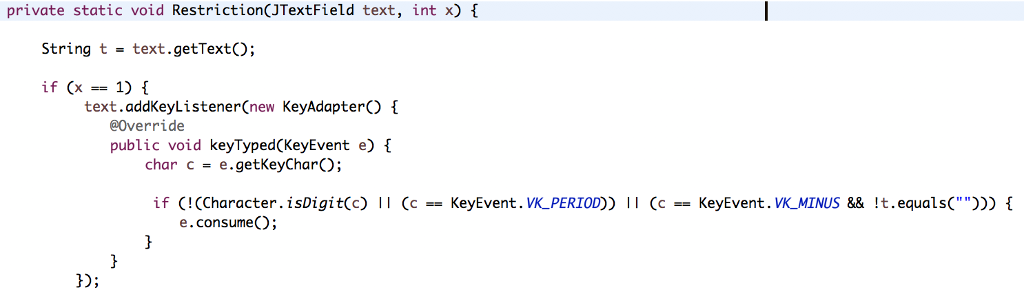 Solved How can I correct this java method, so it only allows | Chegg.com
