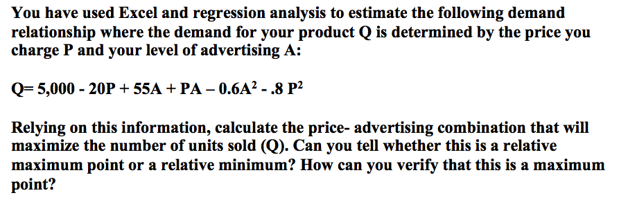 Solved You have used Excel and regression analysis to | Chegg.com