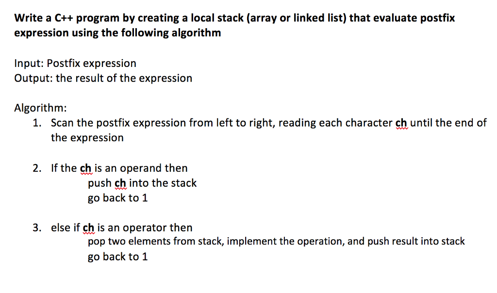 Solved I stack (array or linked list expression using the | Chegg.com