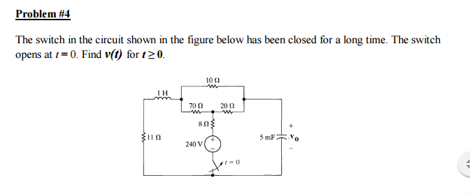 Solved The switch in the circuit shown in the figure below | Chegg.com