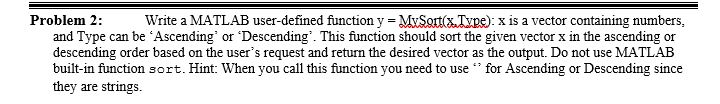 Solved Problem 2 Write a MATI AB user-defined function | Chegg.com