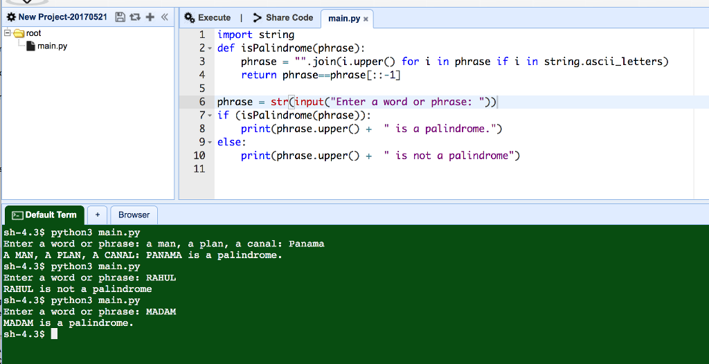 (Solved) - A palindrome is a word or phrase that reads the same forward ...