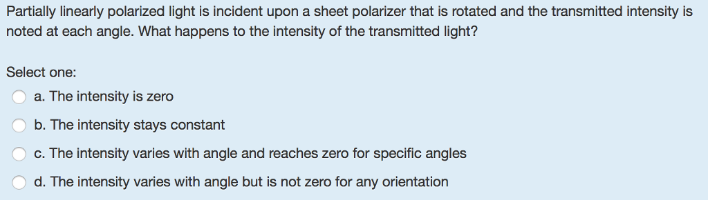 Solved Partially linearly polarized light is incident upon a | Chegg.com