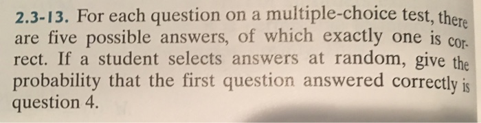 Solved For Each Question On A Multiple Choice Test There Chegg Com