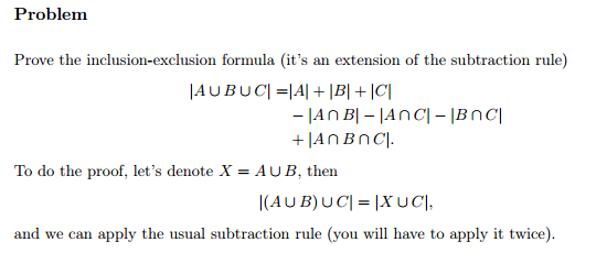 Solved Prove the inclusion exclusion formula it s an Chegg