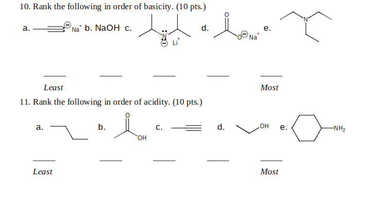 Solved Rank the following in order of basicity. Rank the | Chegg.com