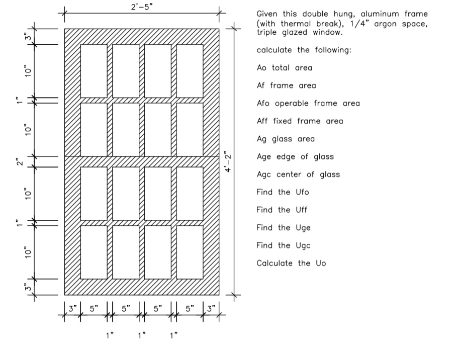 Solved Given this double hung, aluminum frame (with | Chegg.com
