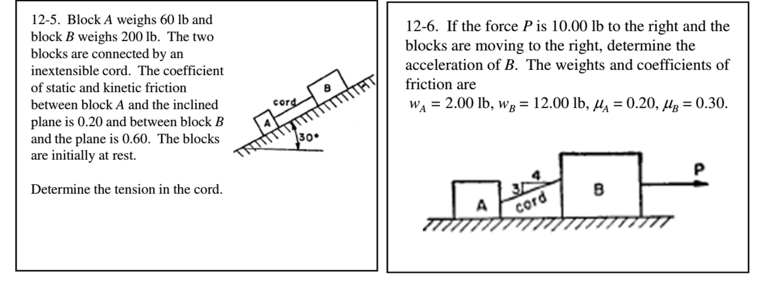 Solved ?12.5 Block A Weighs 60 Lb And Block B Weighs 200 Lb. | Chegg ...