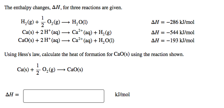 Solved The enthalpy changes, Δ1, for three reactions are | Chegg.com