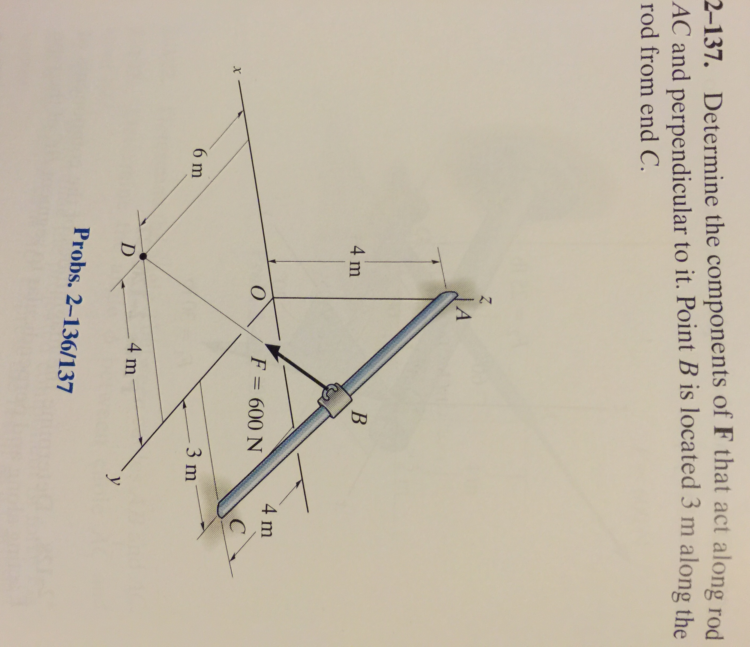 Solved 2-137. Determine the components of F that act along | Chegg.com