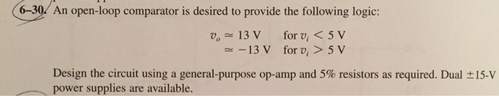 Solved An open-loop comparator is desired to provide the | Chegg.com