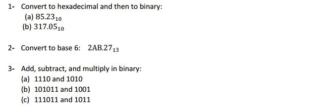 Solved Convert To Hexadecimal And Then To Binary: (a) | Chegg.com