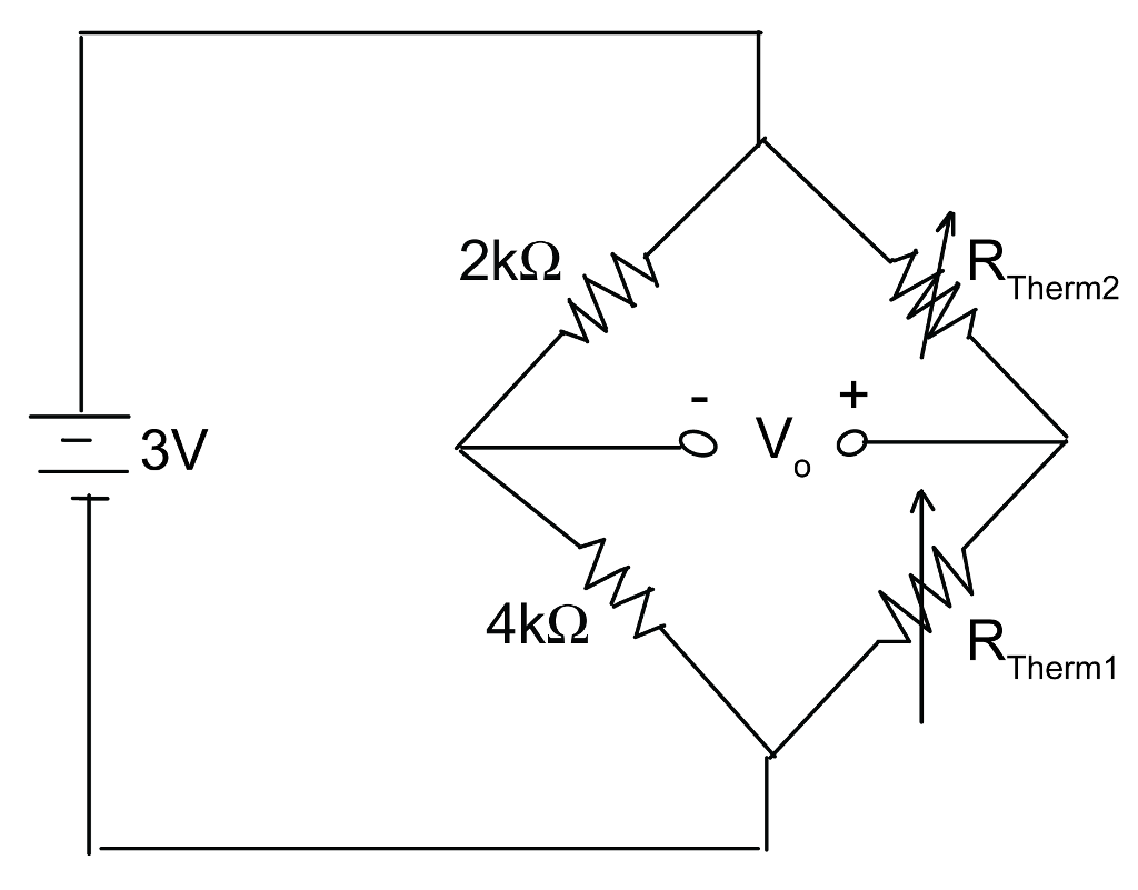Solved A Wheatstone bridge with two thermistors implements a