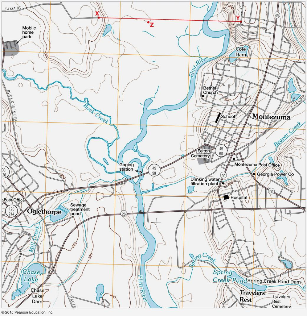 Solved: Flood Risk Assessment On The Montezuma, GA Topogra... | Chegg.com