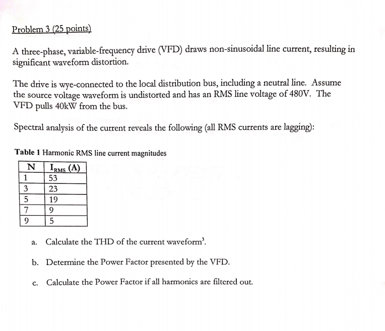 Solved A Three Phase Variable Frequency Drive Vfd Draws Chegg Solved A Three Phase Variable Frequency Drive Vfd Draws Chegg