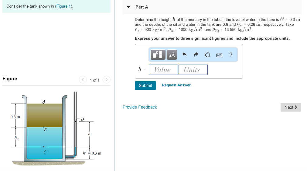 Solved Consider the tank shown in (Figure 1). ? Part A