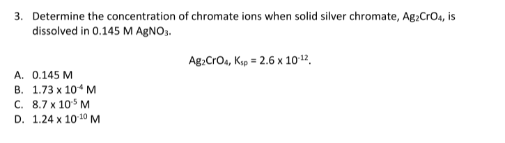 Solved Determine the concentration of chromate ions when | Chegg.com