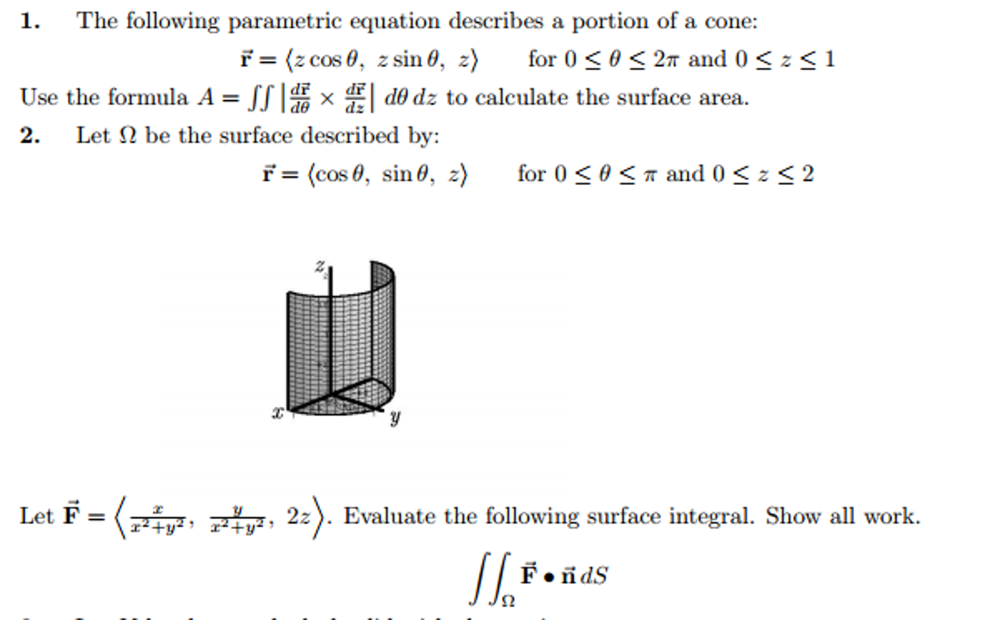 Solved The following parametric equation describes a portion