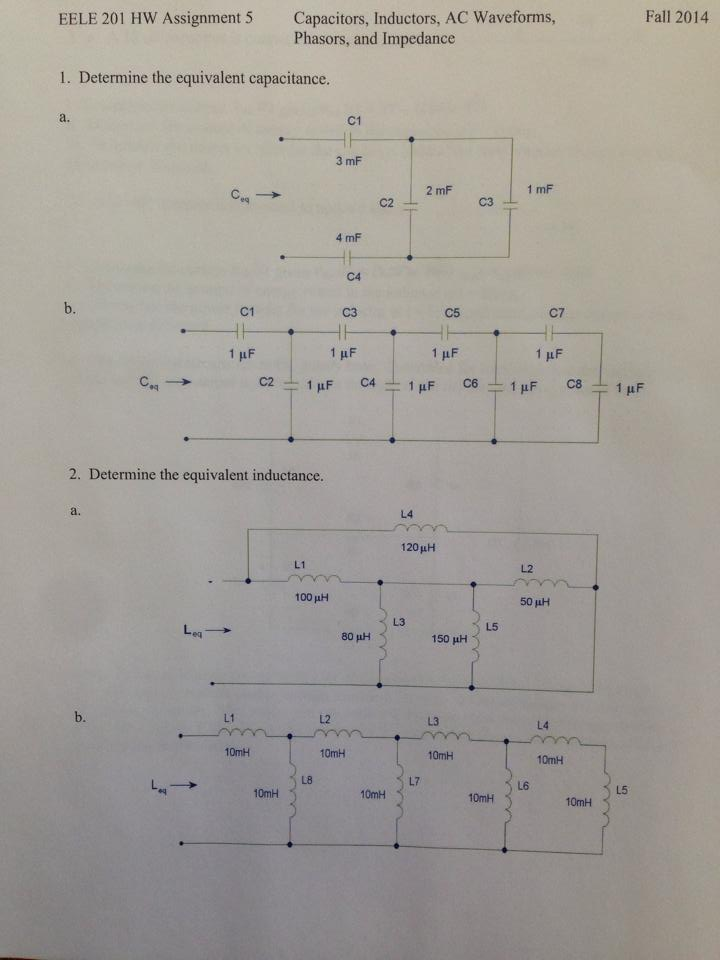 Solved 1 Determine The Equivalent Capacitance 2 Chegg