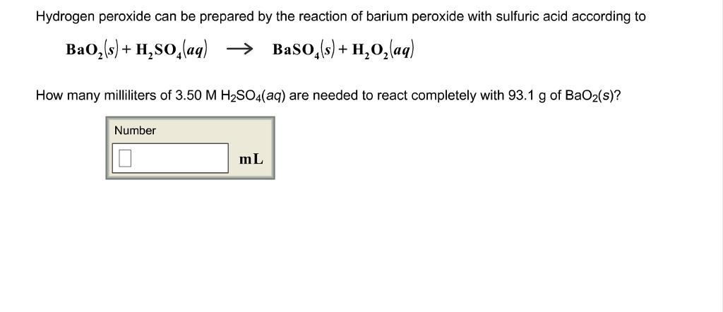 Solved Hydrogen Peroxide Can Be Prepared By The Reaction Of | Chegg.com