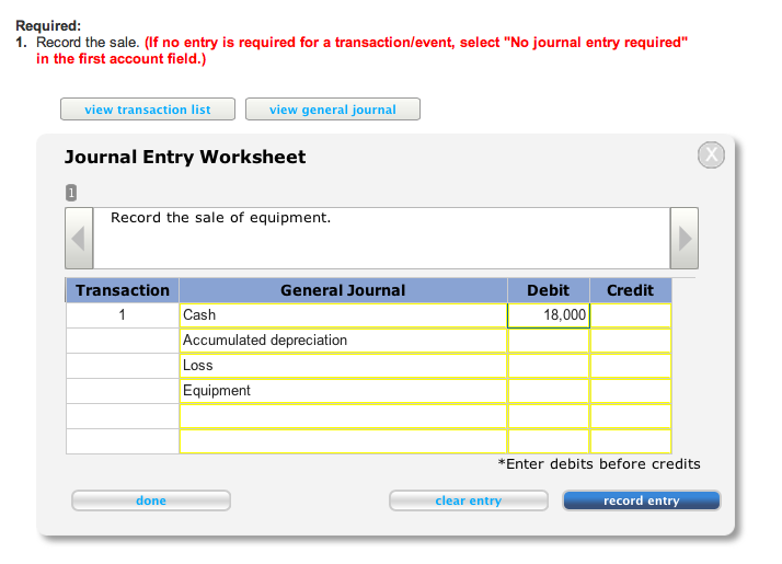 Solved Exercise 117 Record the sale of equipment (L66) [The