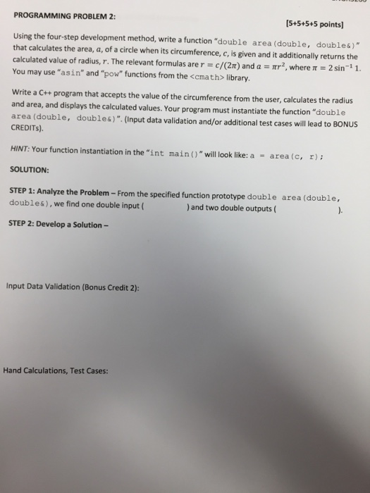 Solved Using the four-step development method, write a | Chegg.com