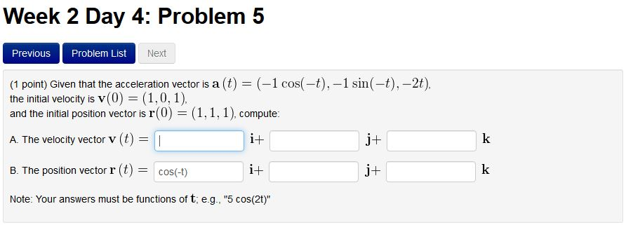 Solved Week 2 Day 4: Problem 5 Previous Problem List Next (1 | Chegg.com