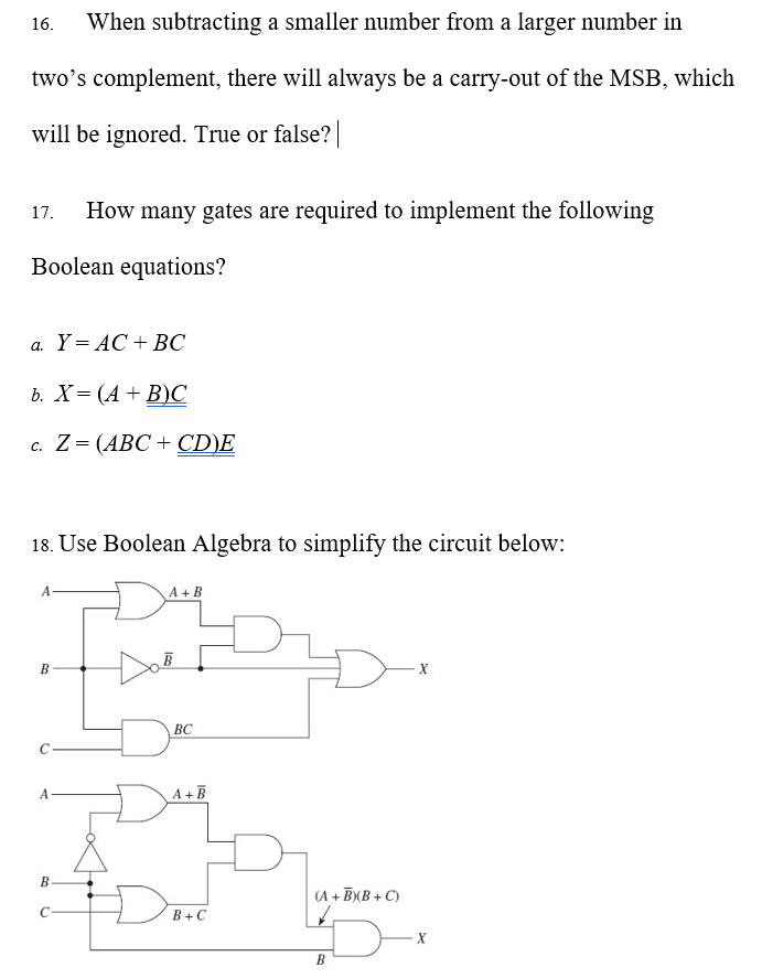 Solved 16. When subtracting a smaller number from a larger | Chegg.com