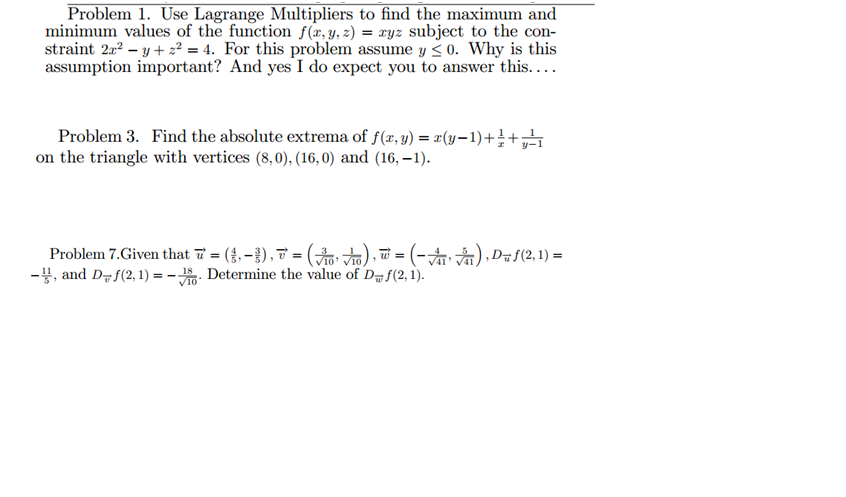 Solved Calculus 3 problems | Chegg.com